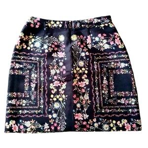 Ted Baker London Rainie Metallic Floral Jacquard Mini Skirt Panel Print Size 2